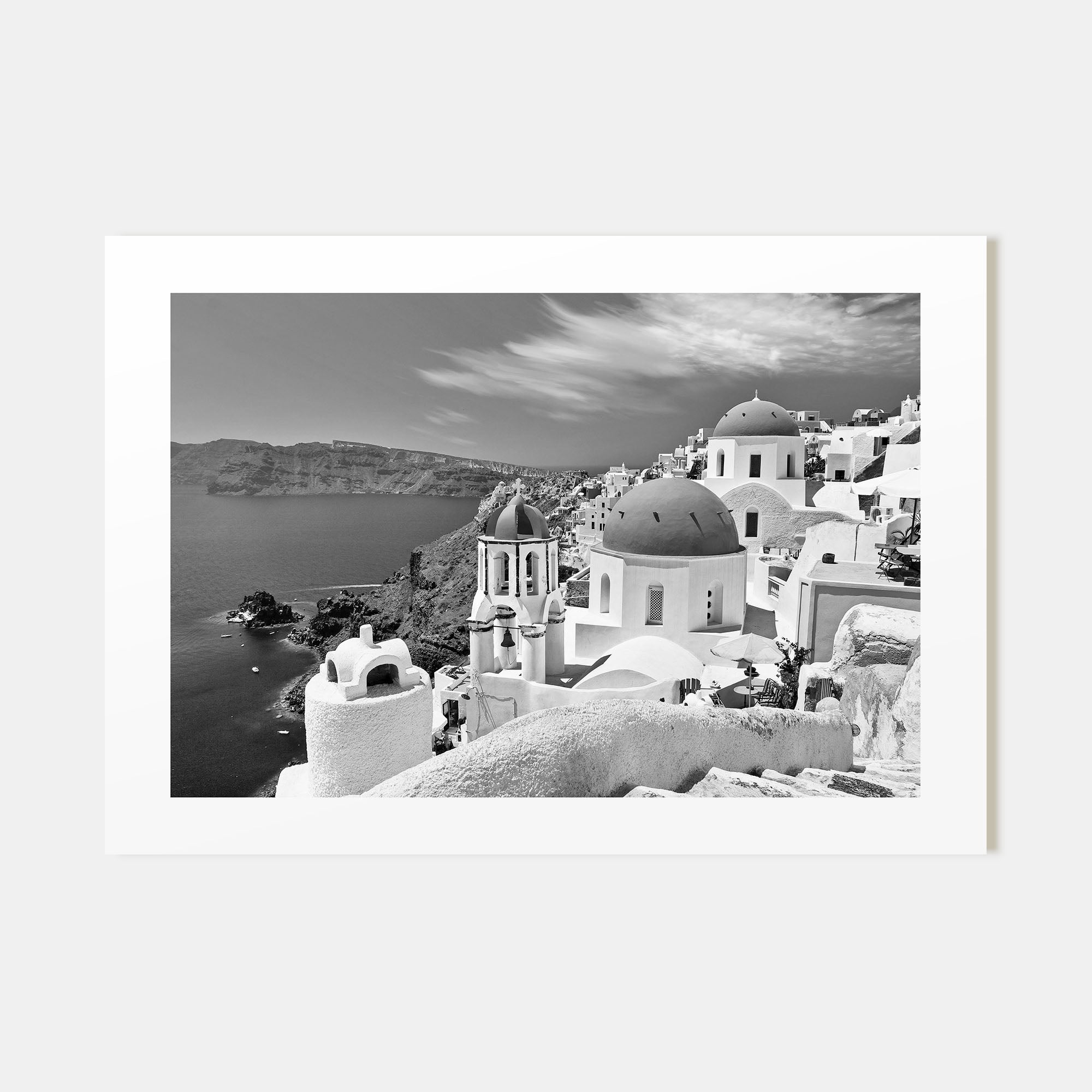 Santorini Landscape B&W Poster