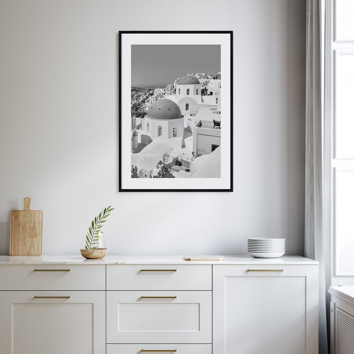 Santorini Photo B&W No 1 Poster