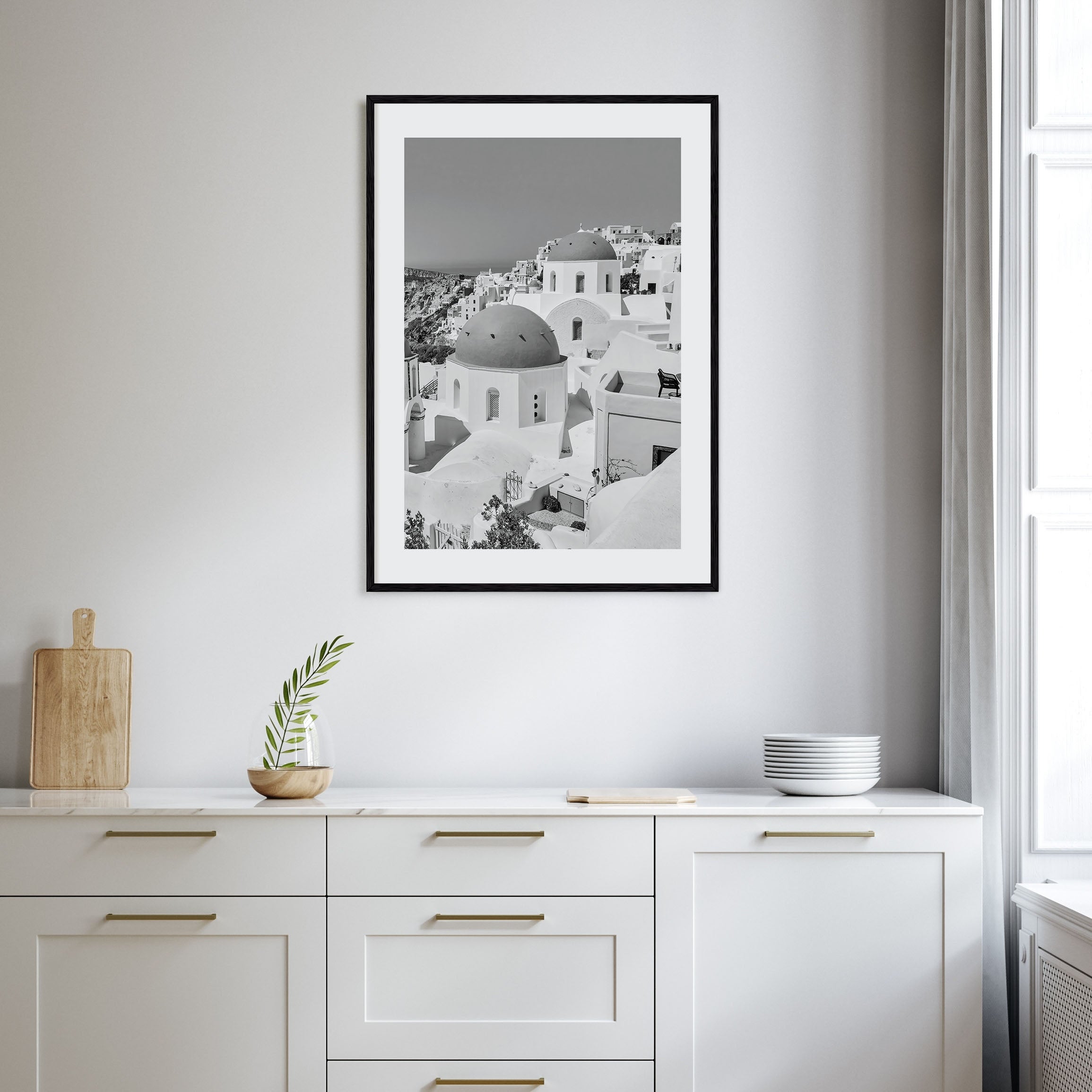 Santorini Photo B&W No 1 Poster