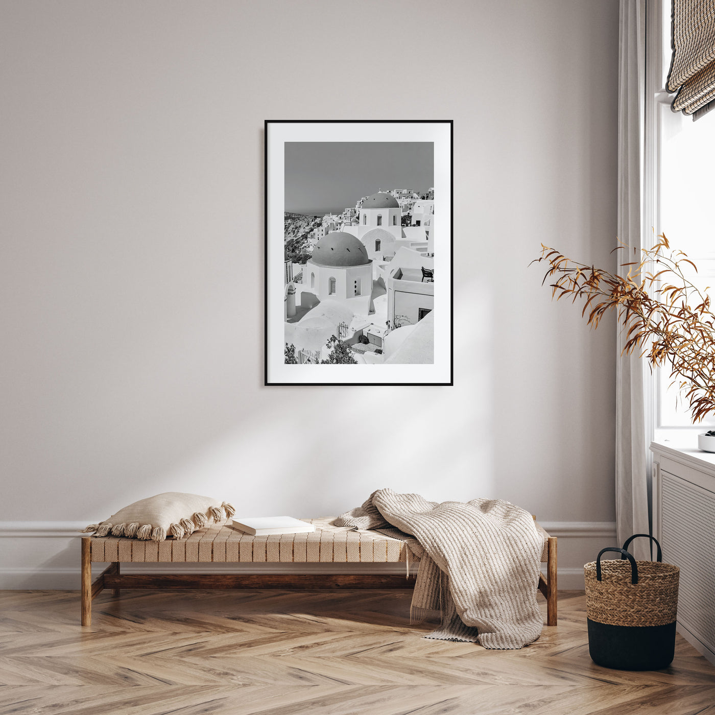 Santorini Photo B&W No 1 Poster