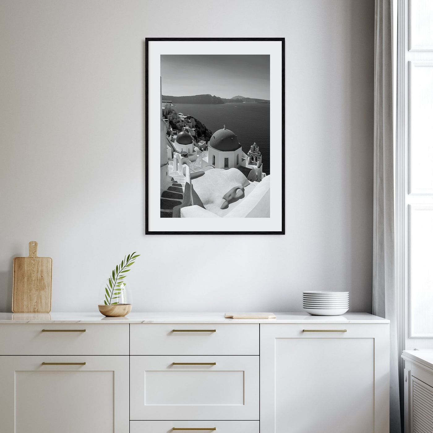 Santorini Photo B&W No 2 Poster