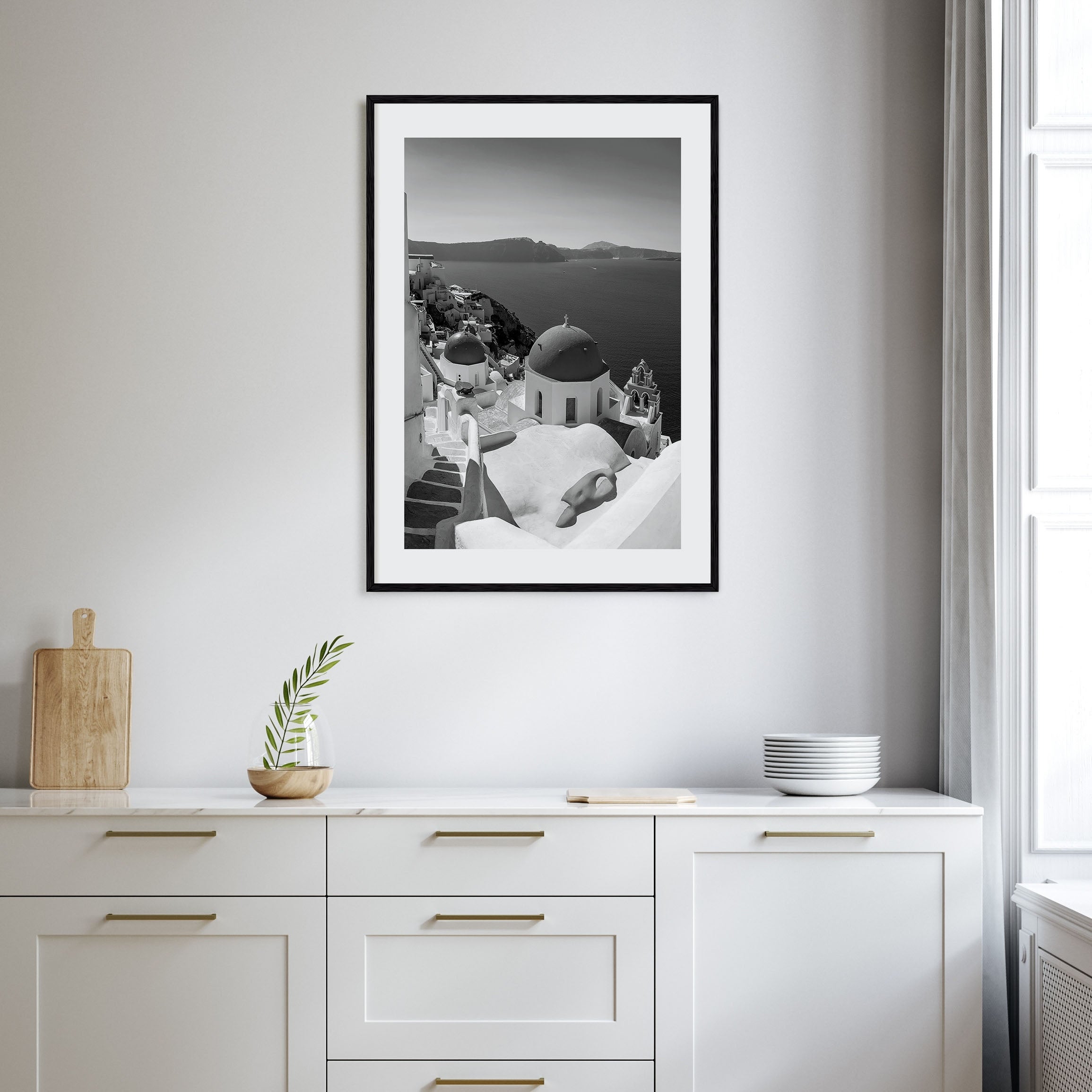 Santorini Photo B&W No 2 Poster