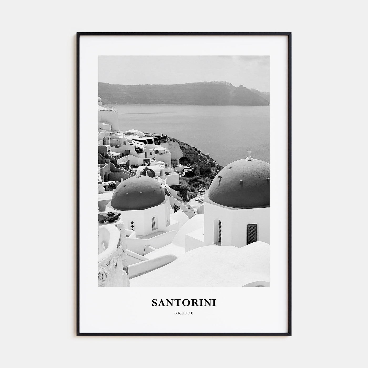 Santorini Portrait B&W Poster