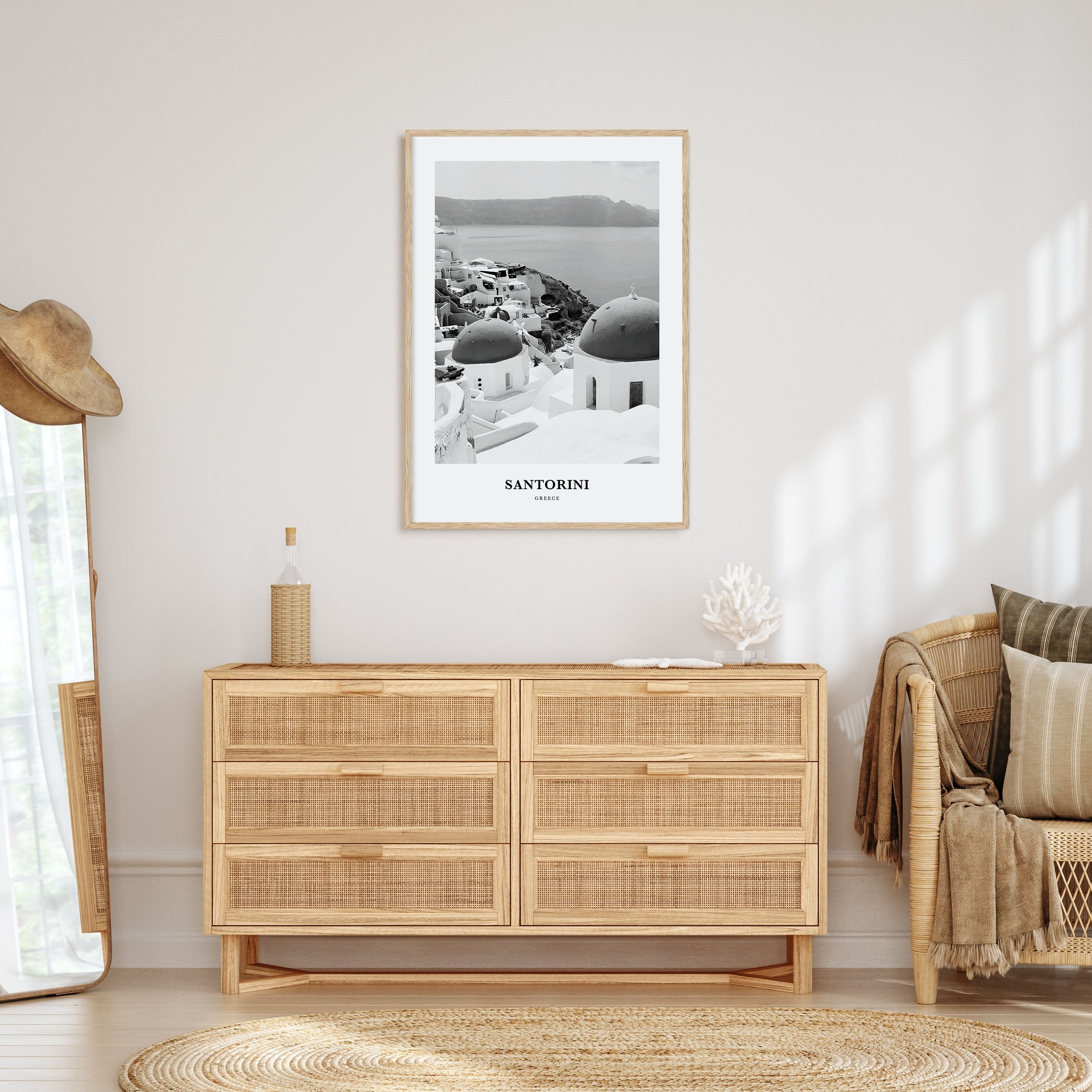 Santorini Portrait B&W Poster