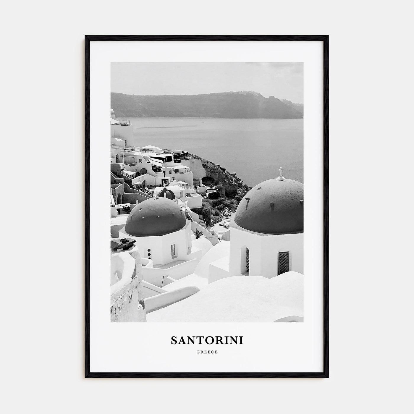 Santorini Portrait B&W Poster