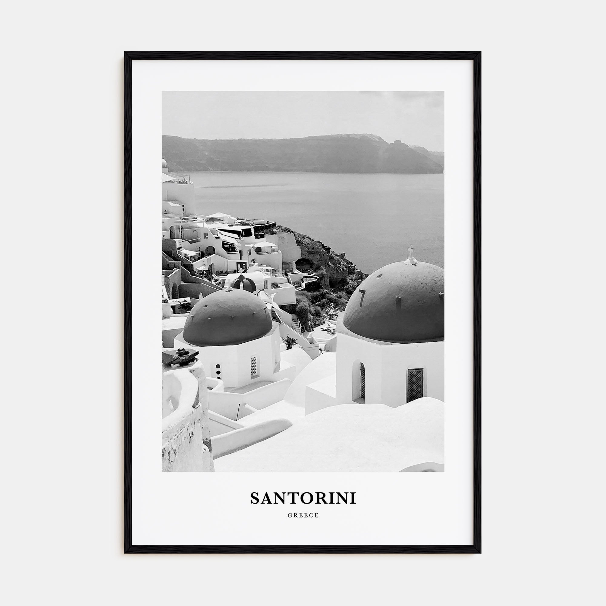 Santorini Portrait B&W Poster