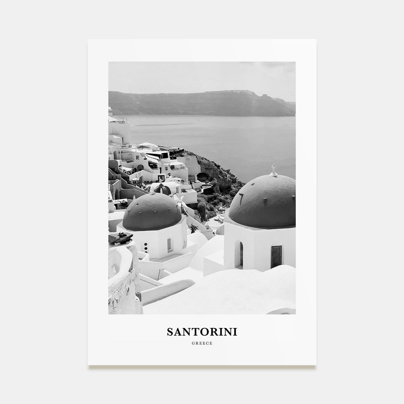 Santorini Portrait B&W Poster