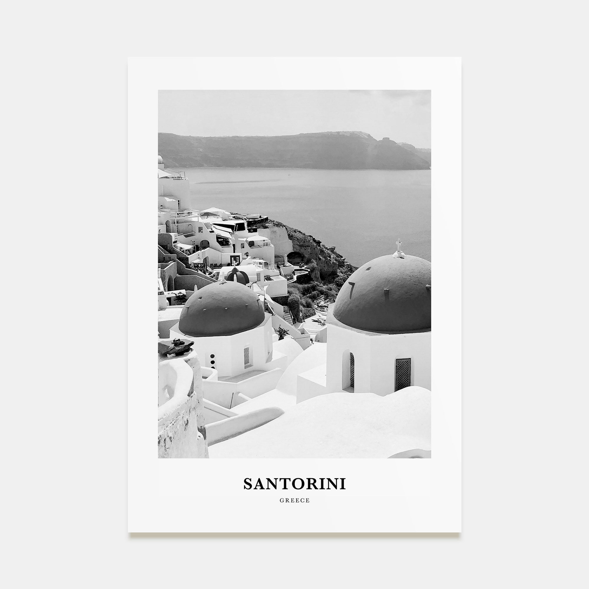 Santorini Portrait B&W Poster