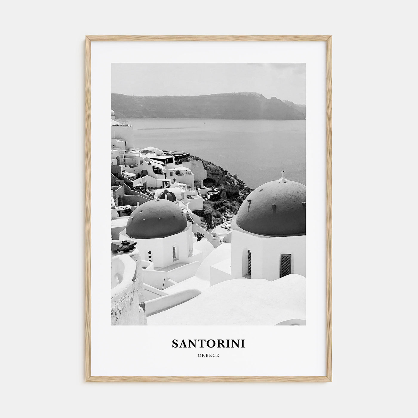 Santorini Portrait B&W Poster