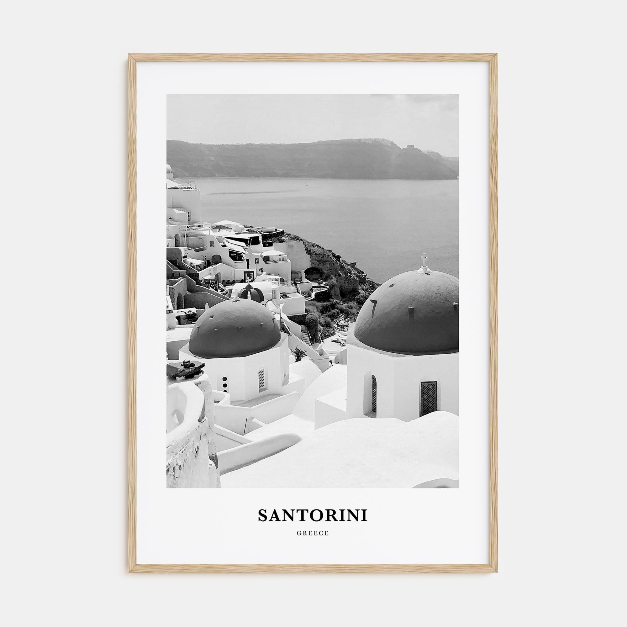 Santorini Portrait B&W Poster