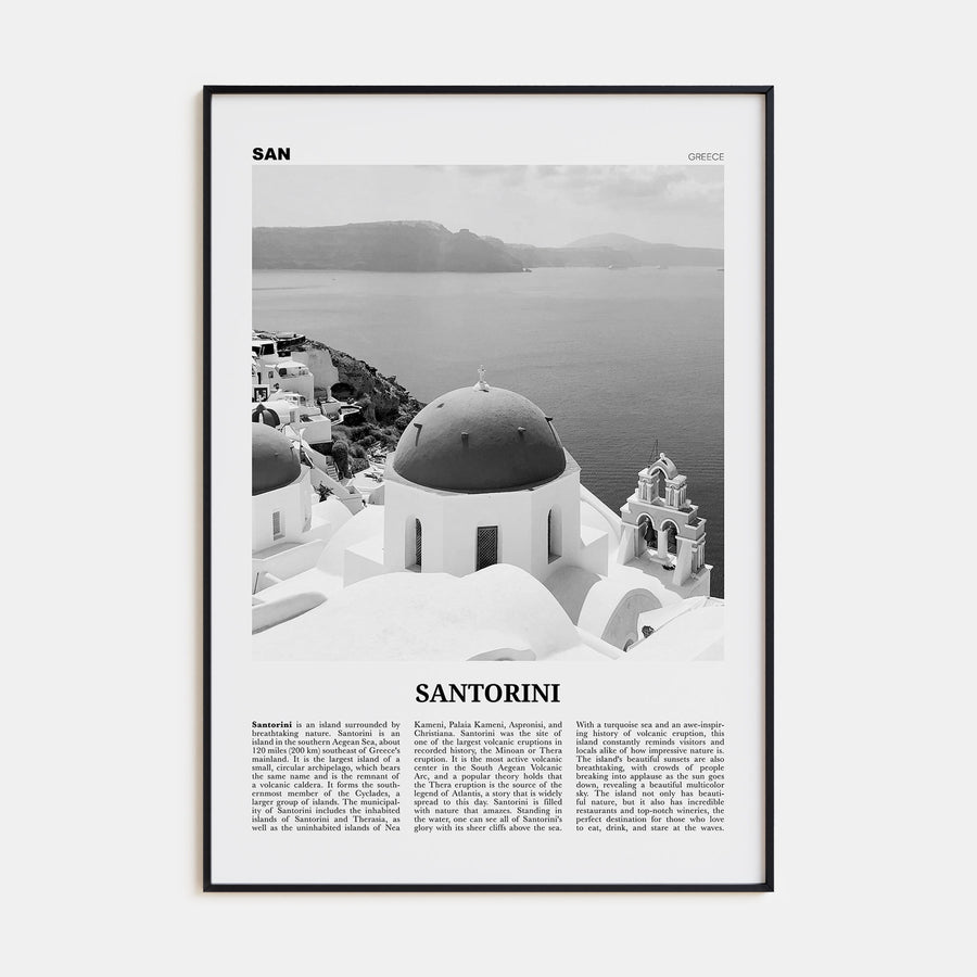 Santorini Travel B&W Poster