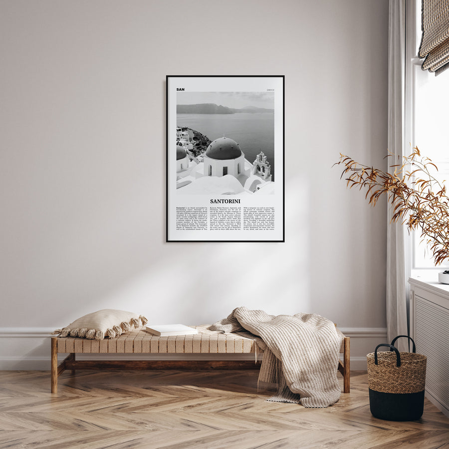 Santorini Travel B&W Poster
