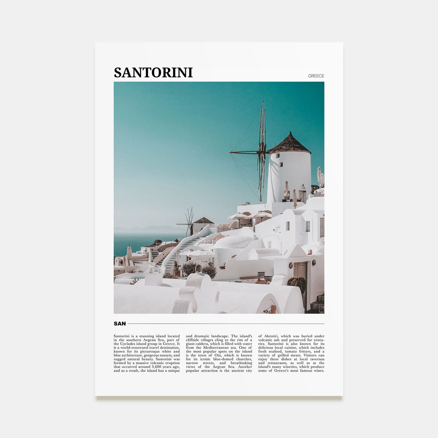 Santorini Travel Color Poster