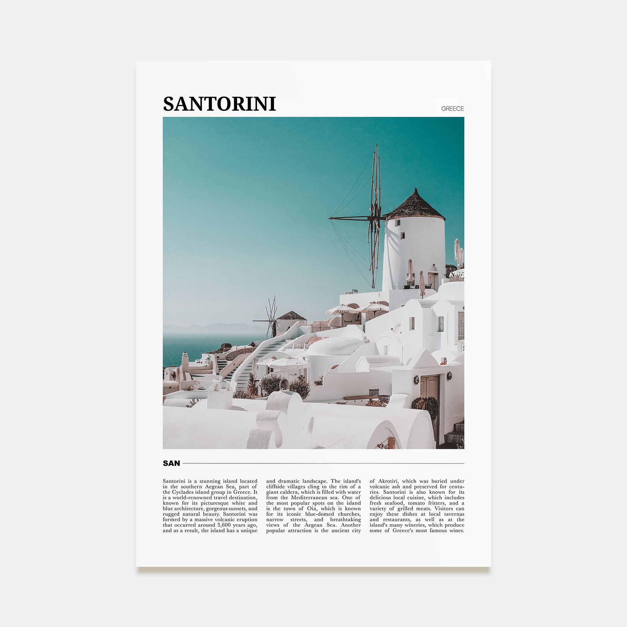Santorini Travel Color Poster