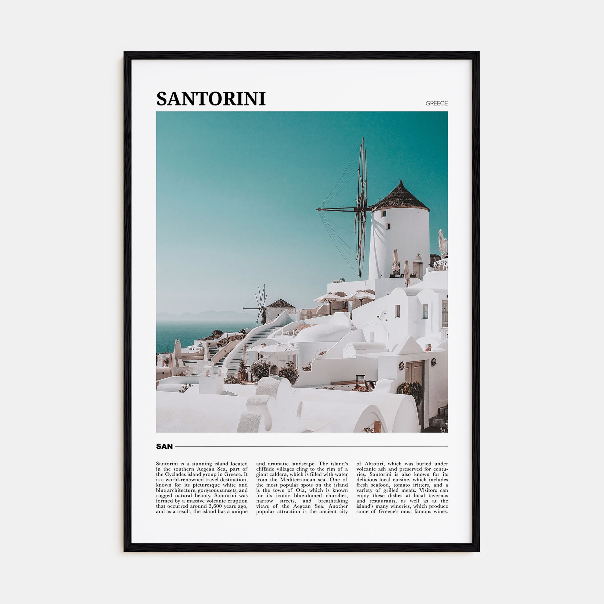 Santorini Travel Color Poster