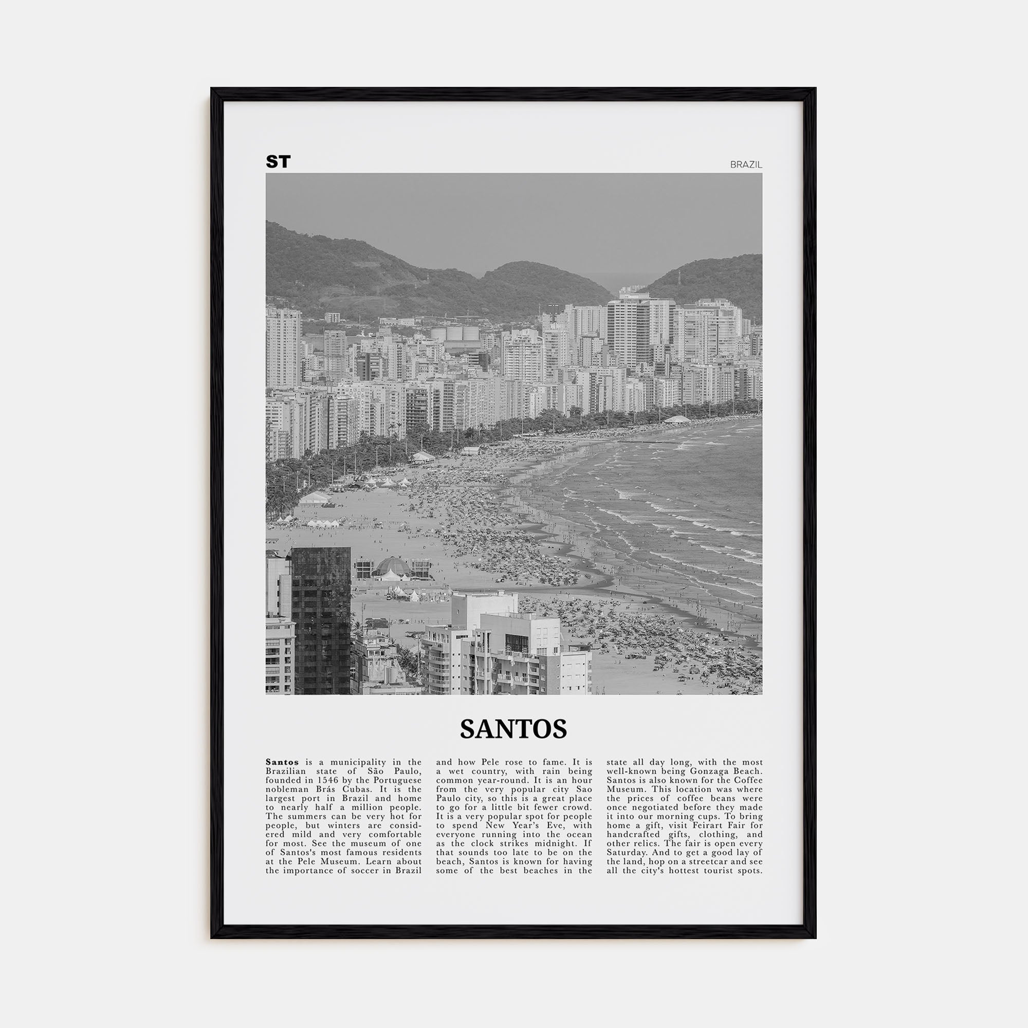 Santos Travel B&W Poster