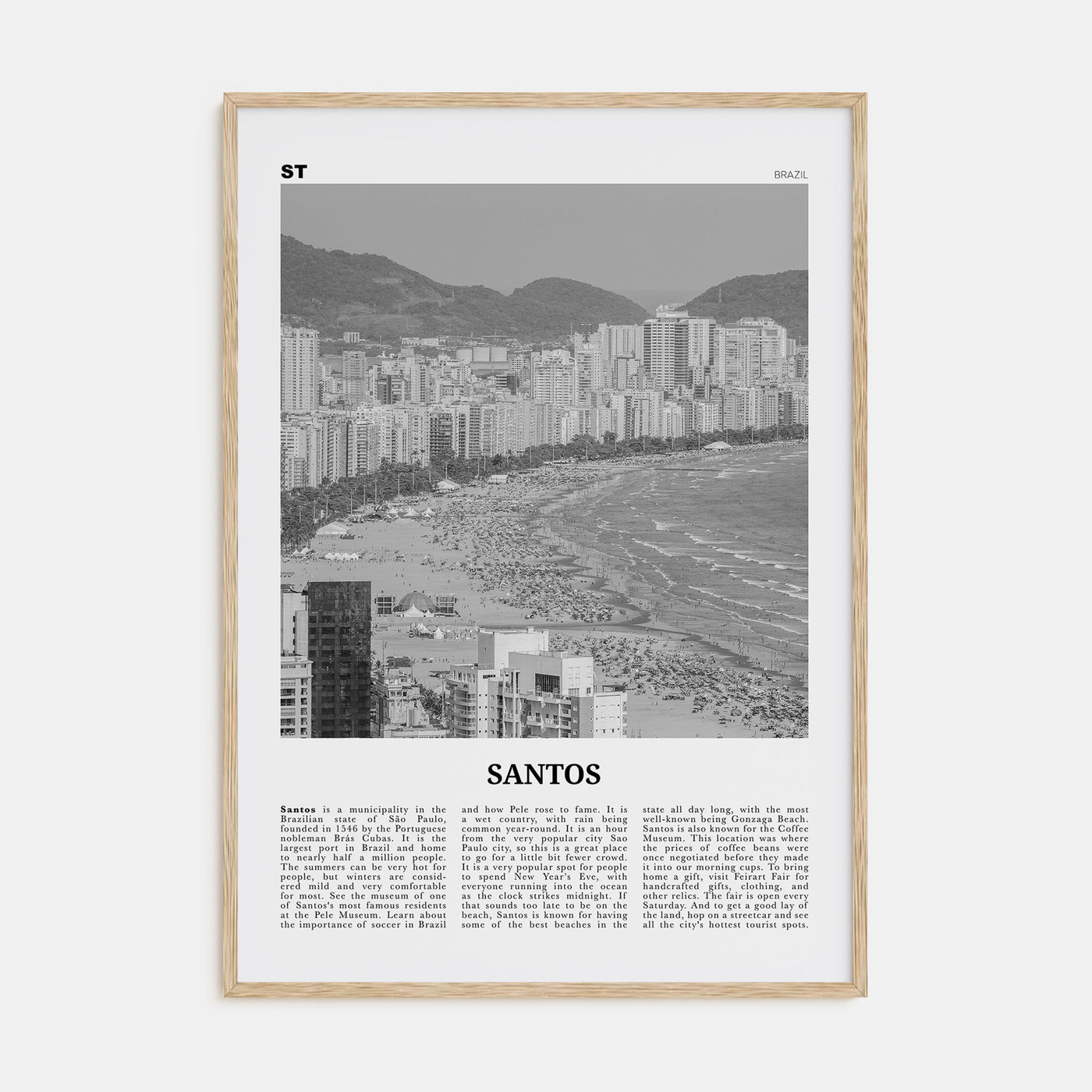 Santos Travel B&W Poster