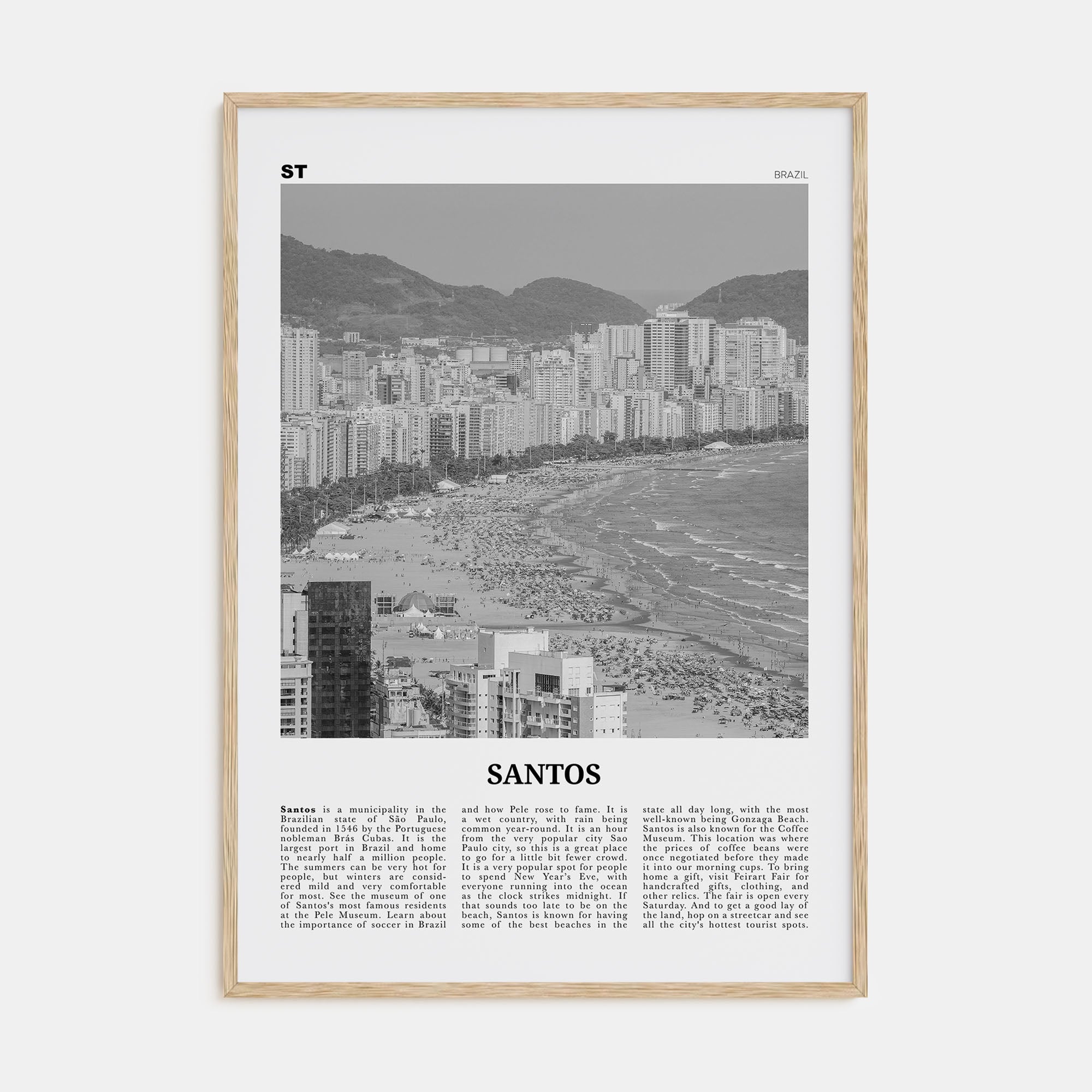 Santos Travel B&W Poster
