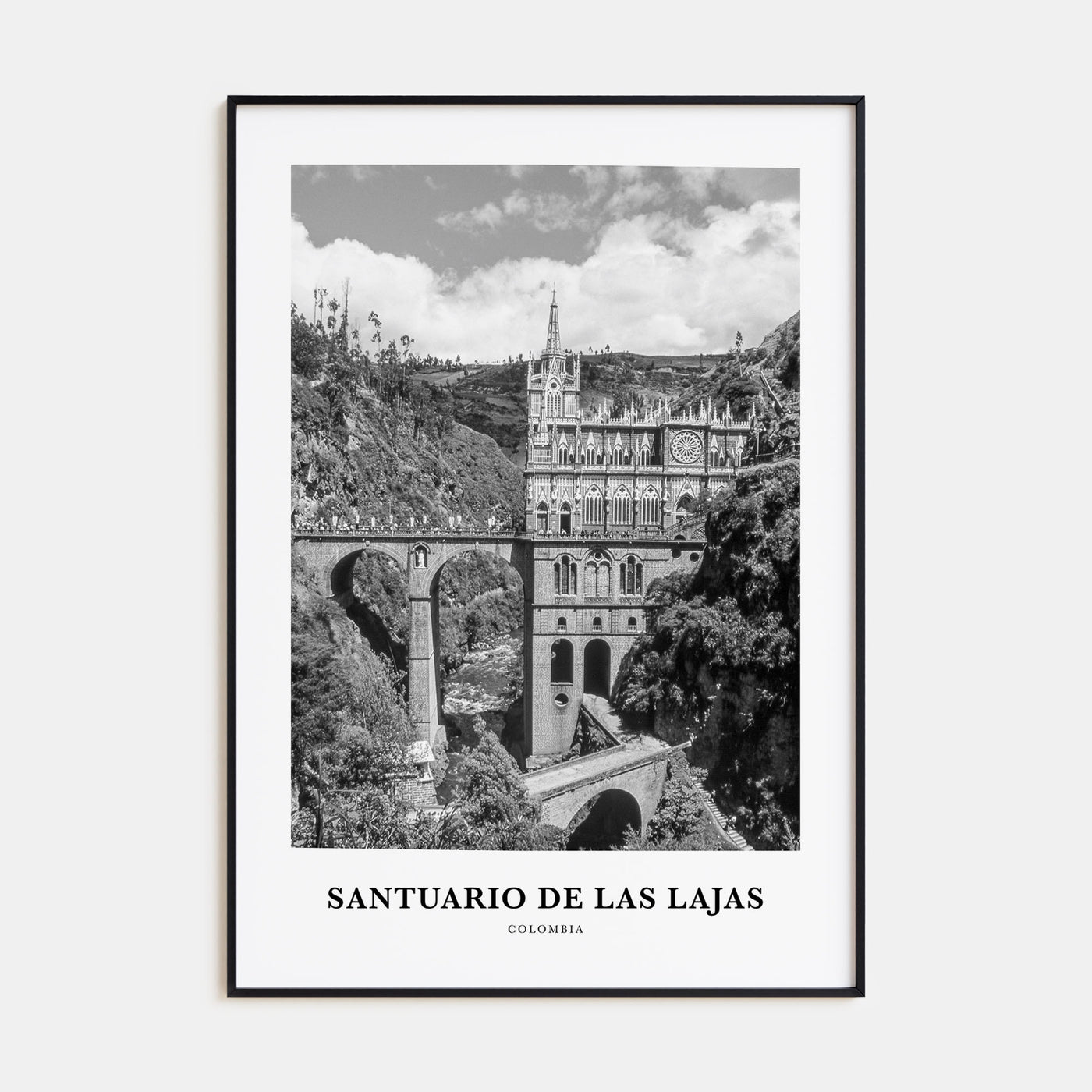 Santuario de Las Lajas Portrait B&W Poster