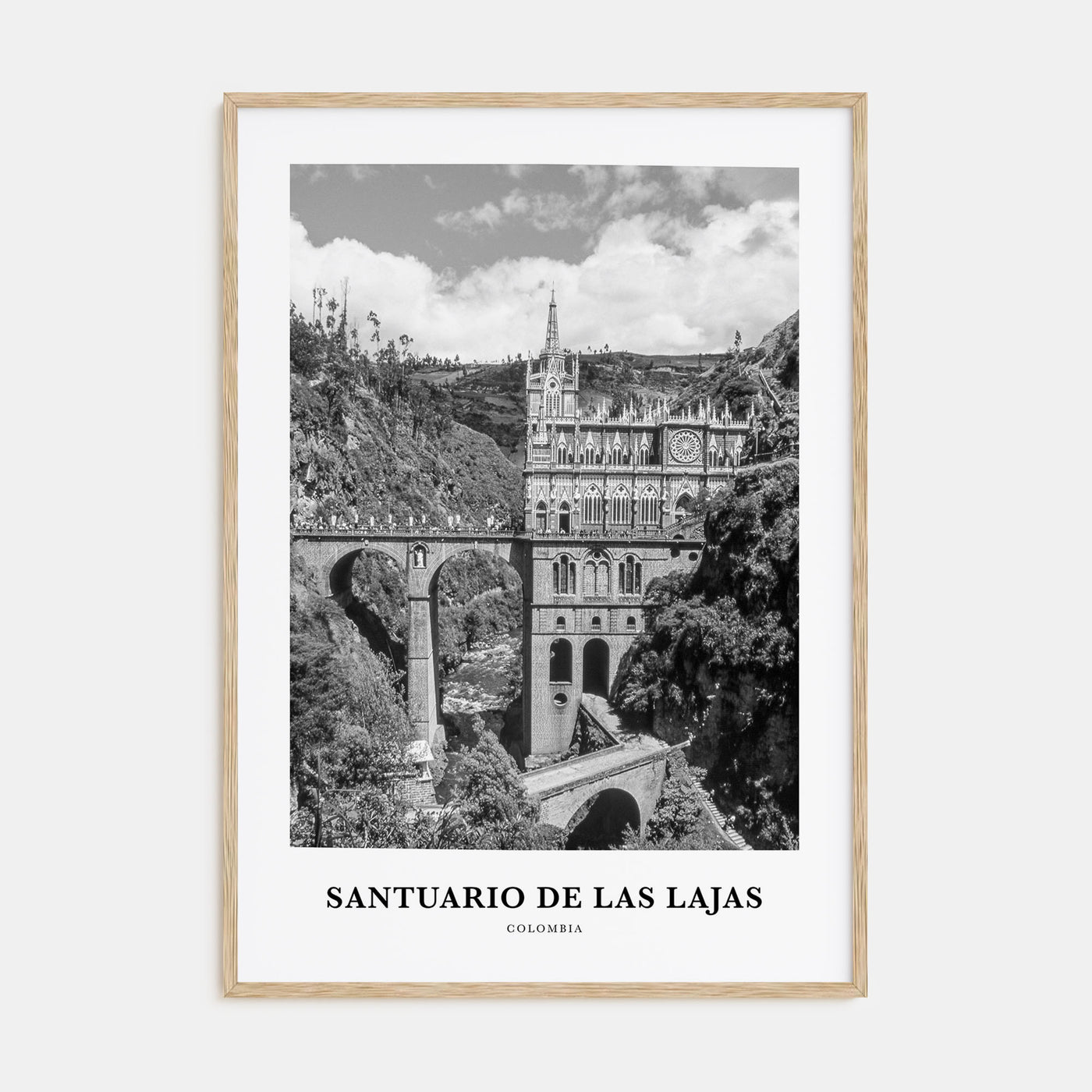 Santuario de Las Lajas Portrait B&W Poster