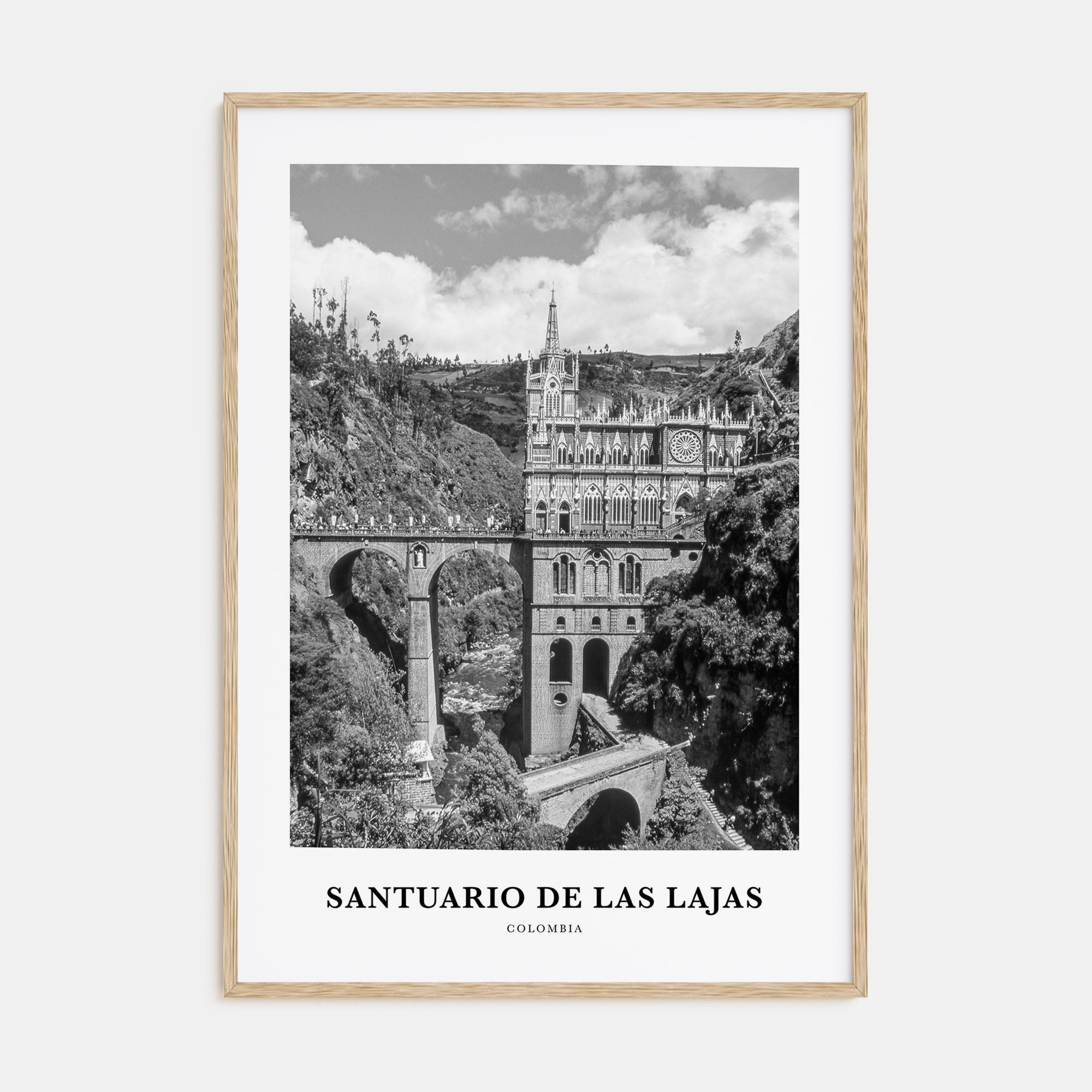 Santuario de Las Lajas Portrait B&W Poster