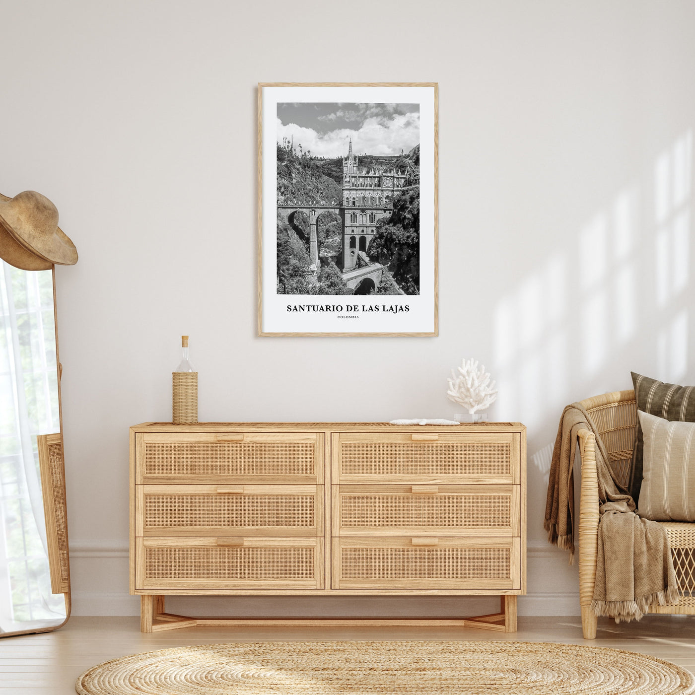 Santuario de Las Lajas Portrait B&W Poster