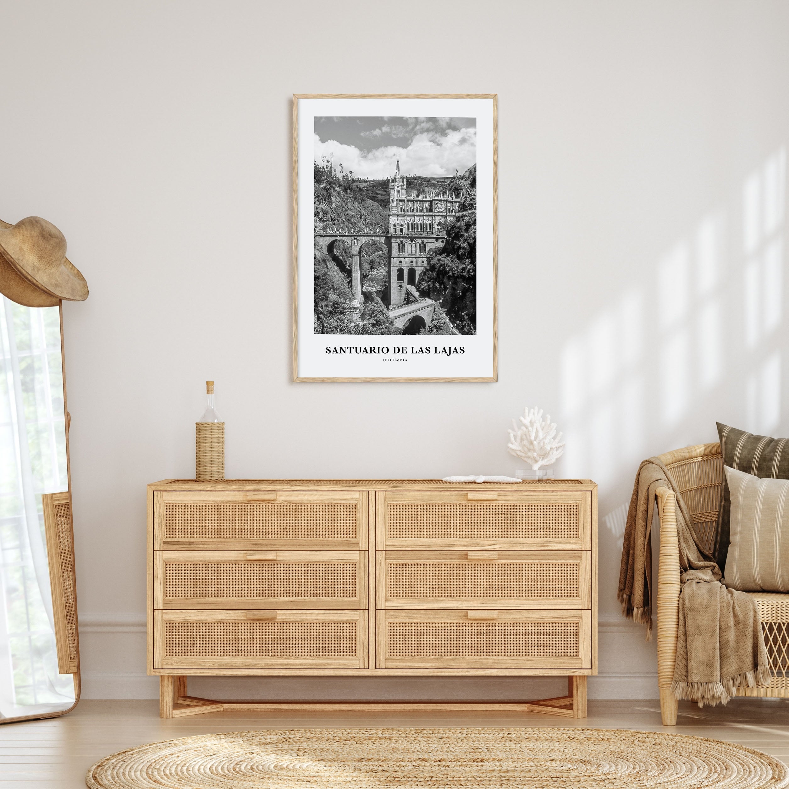 Santuario de Las Lajas Portrait B&W Poster