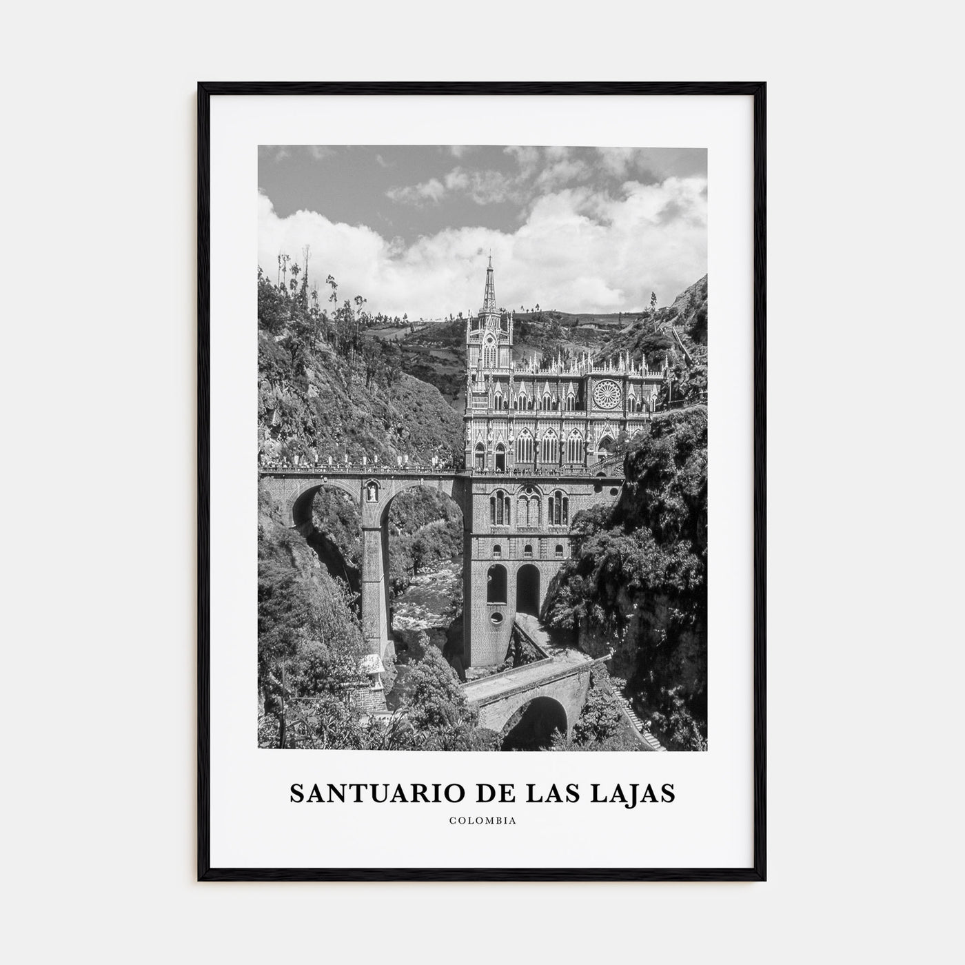 Santuario de Las Lajas Portrait B&W Poster