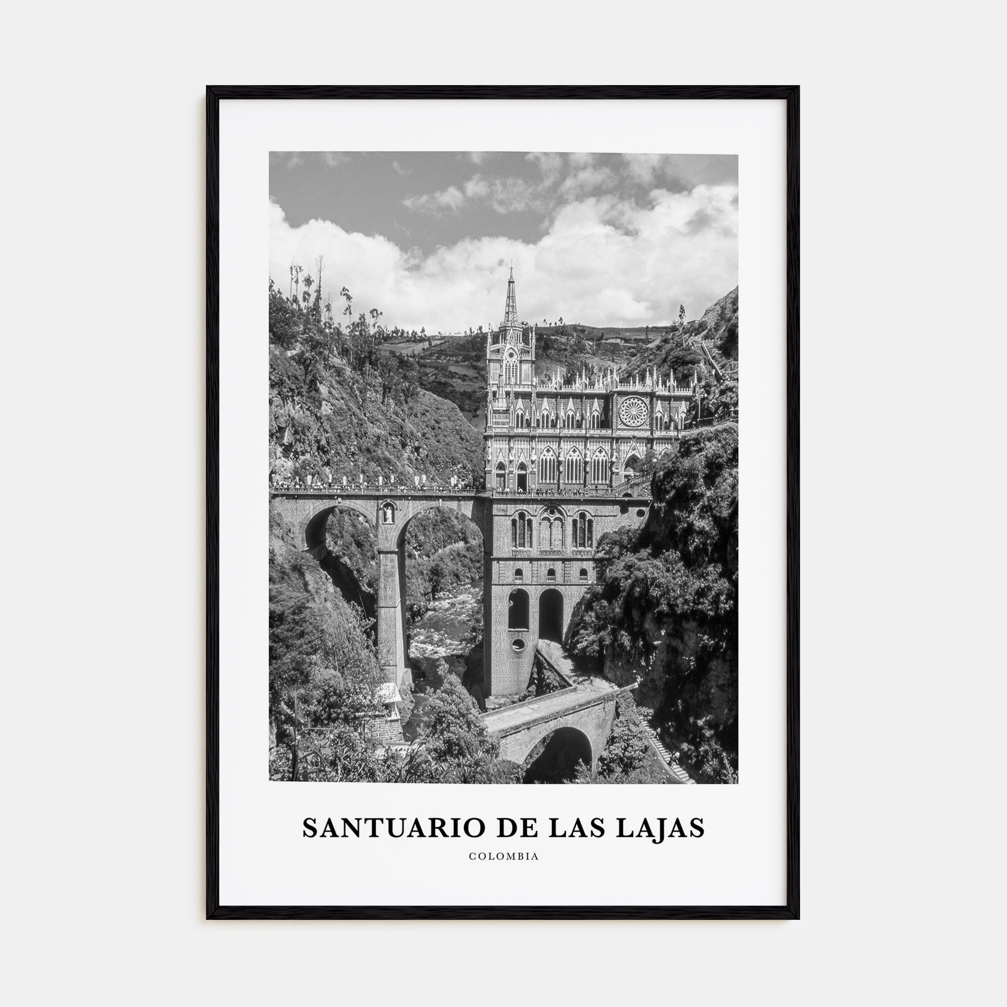 Santuario de Las Lajas Portrait B&W Poster