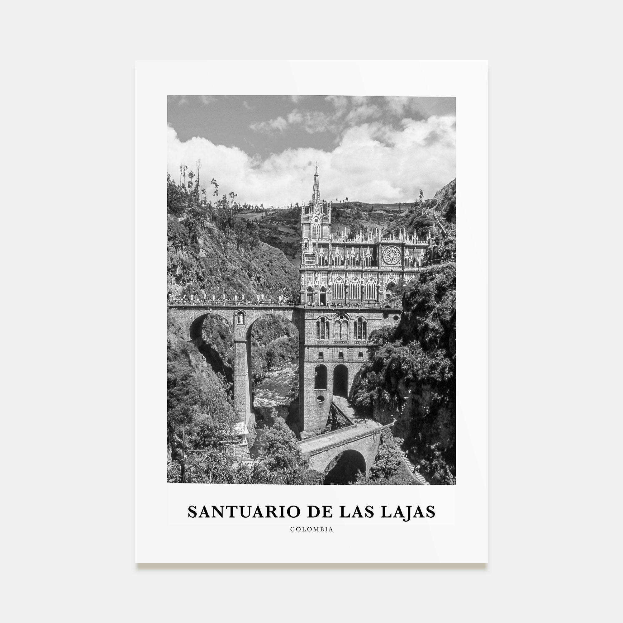Santuario de Las Lajas Portrait B&W Poster