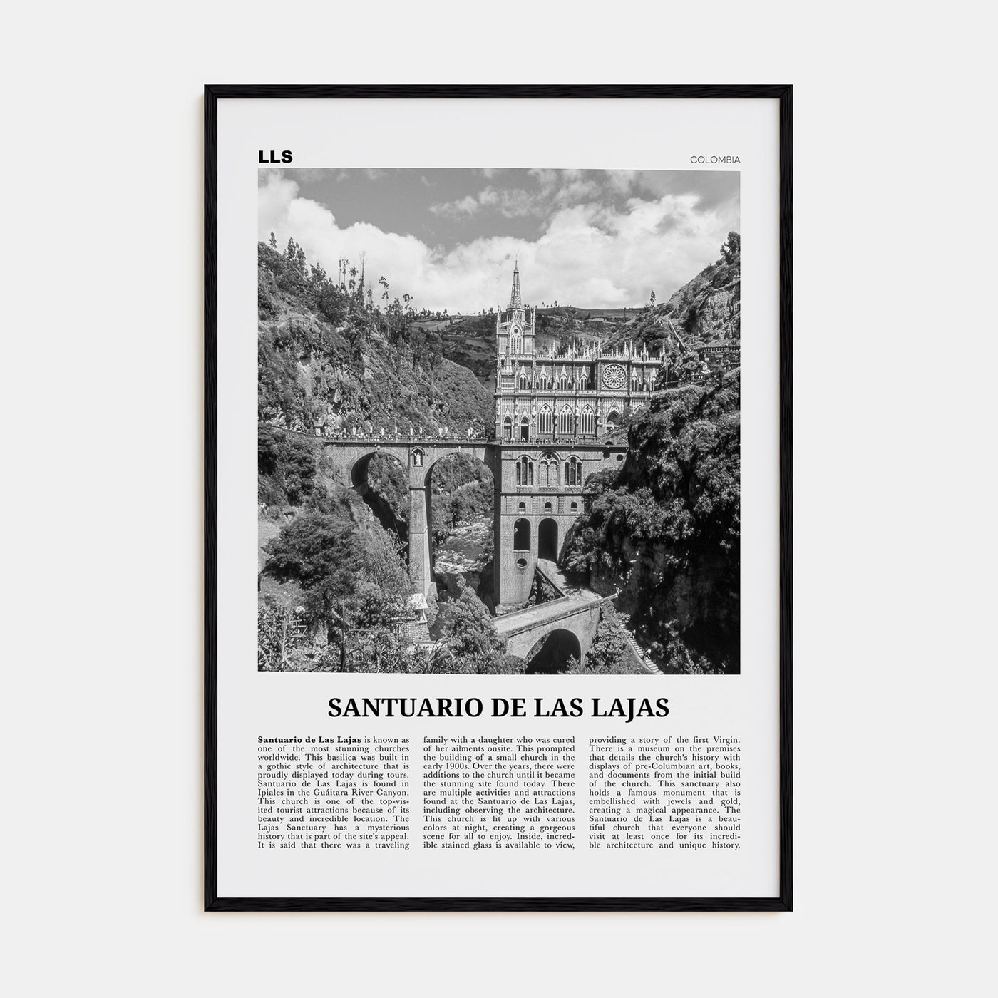 Santuario de Las Lajas Travel B&W Poster