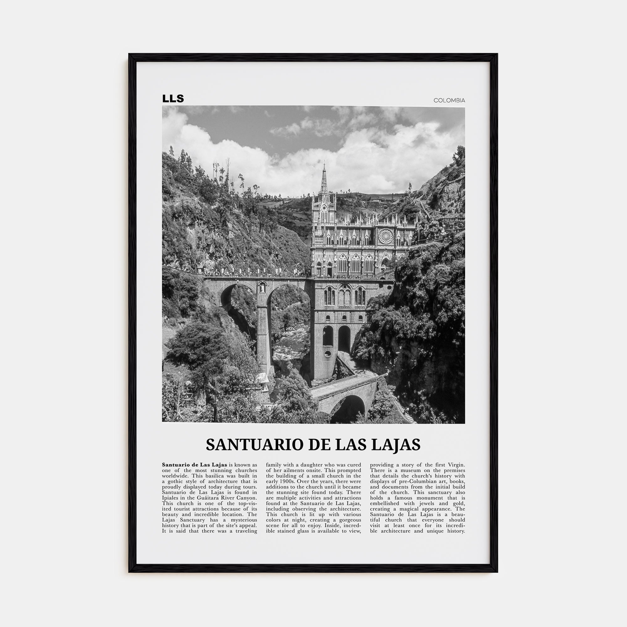 Santuario de Las Lajas Travel B&W Poster