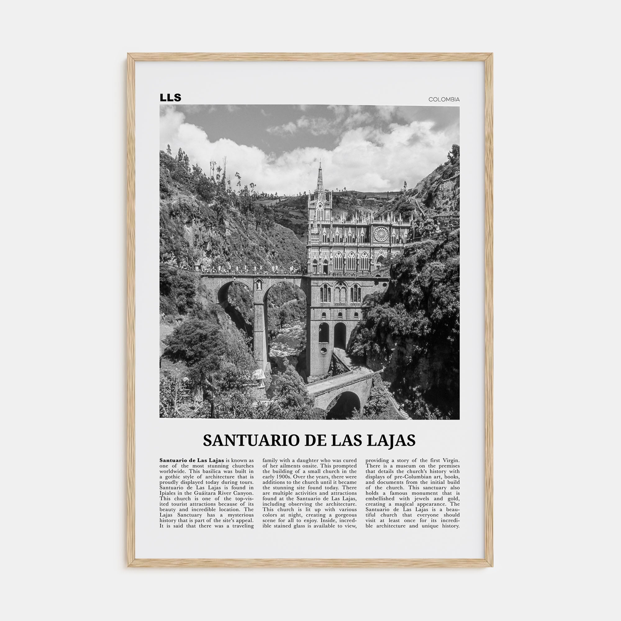 Santuario de Las Lajas Travel B&W Poster