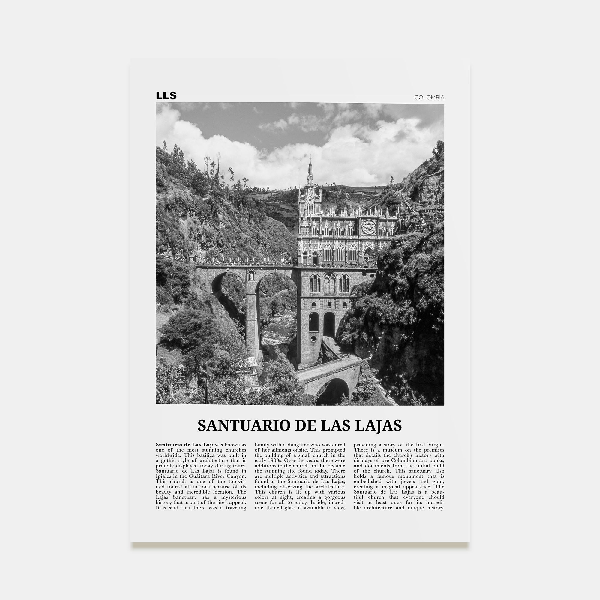 Santuario de Las Lajas Travel B&W Poster