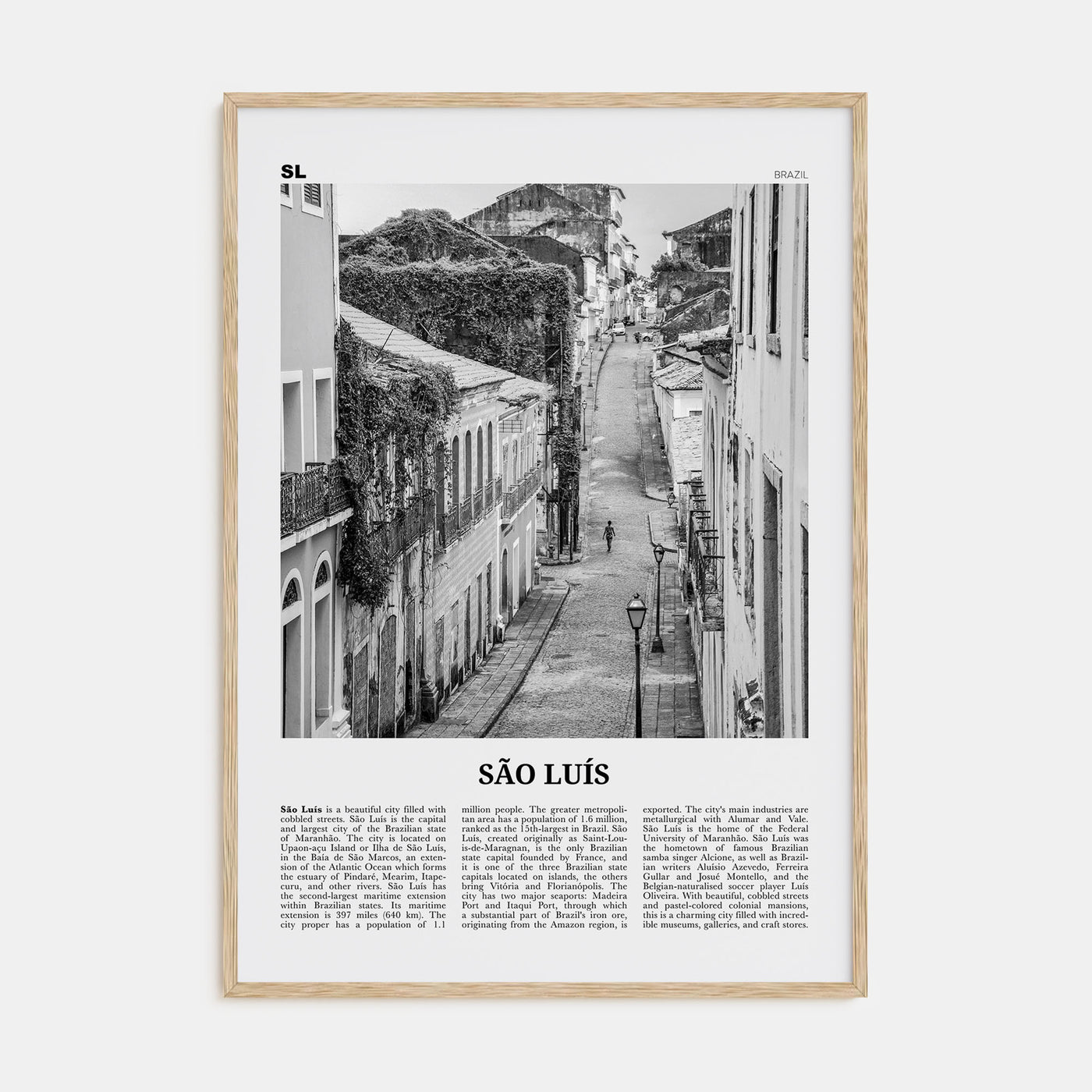 São Luís Travel B&W Poster