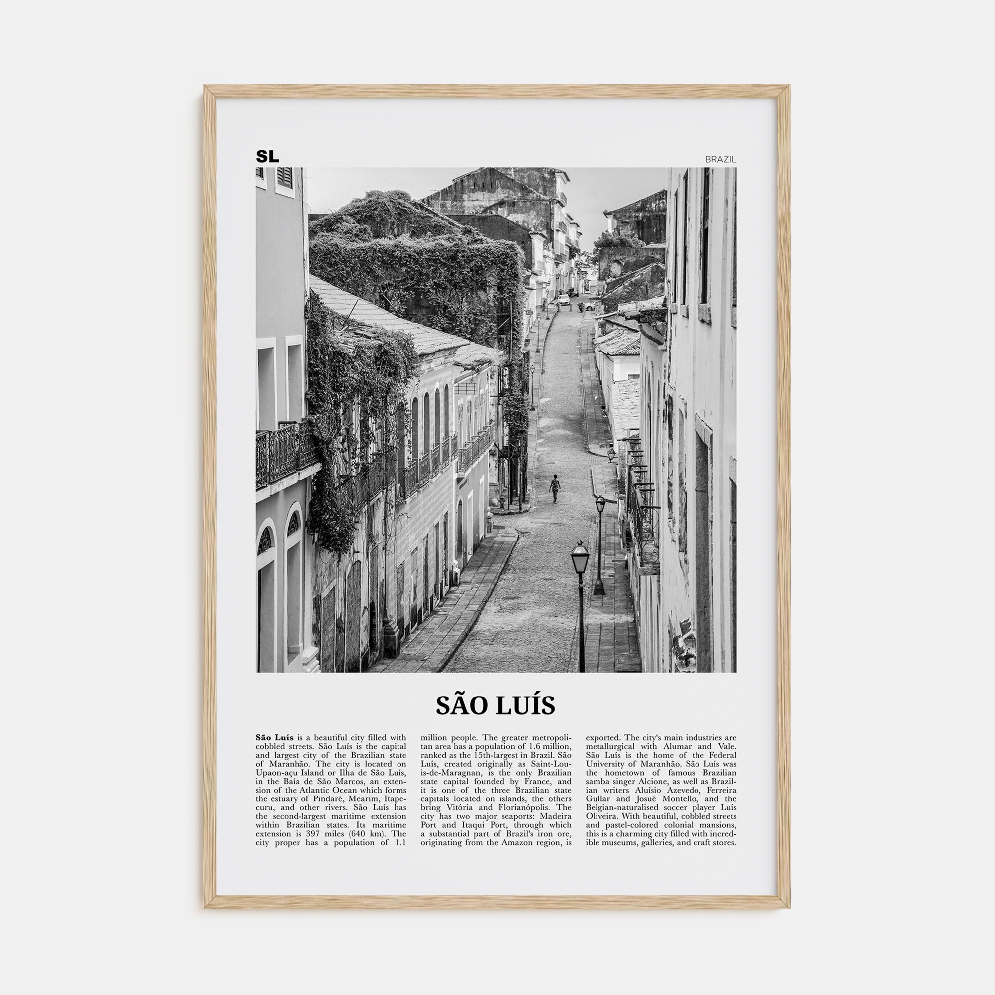 São Luís Travel B&W Poster