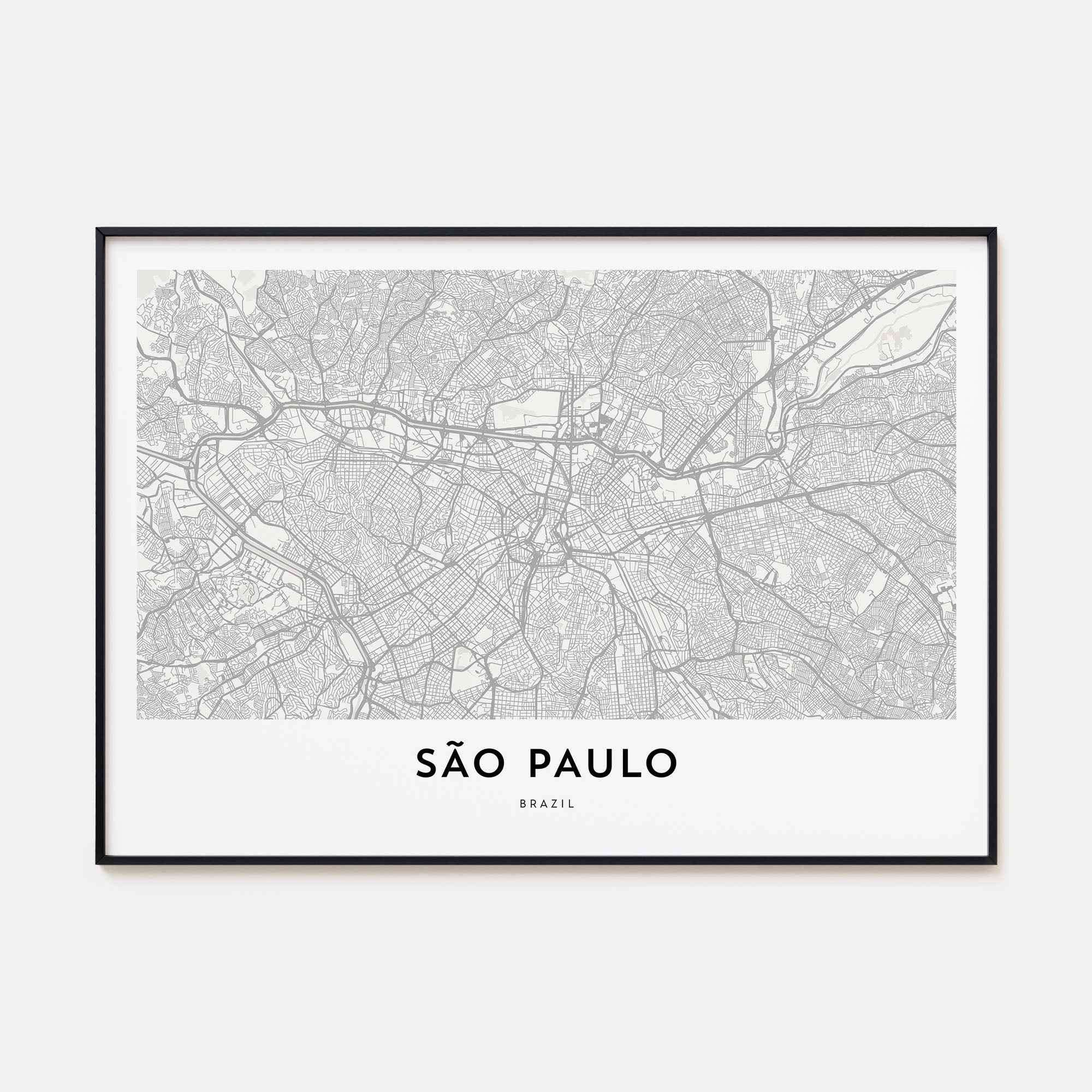 São Paulo Map Landscape Poster