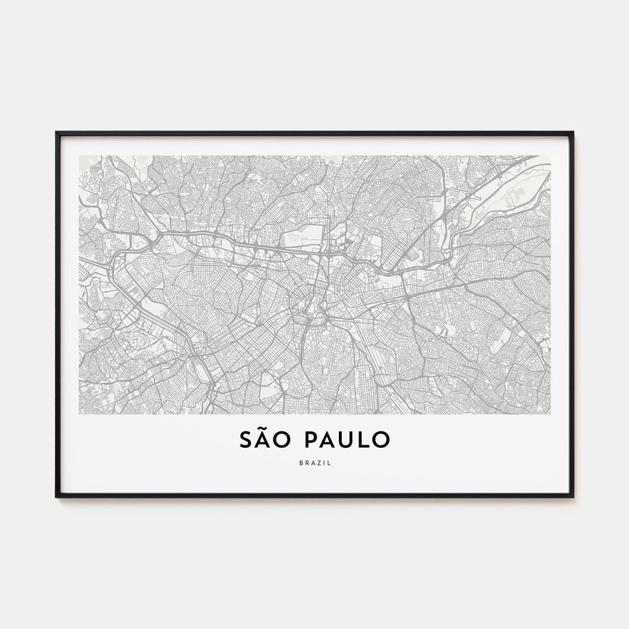 São Paulo Map Landscape Poster