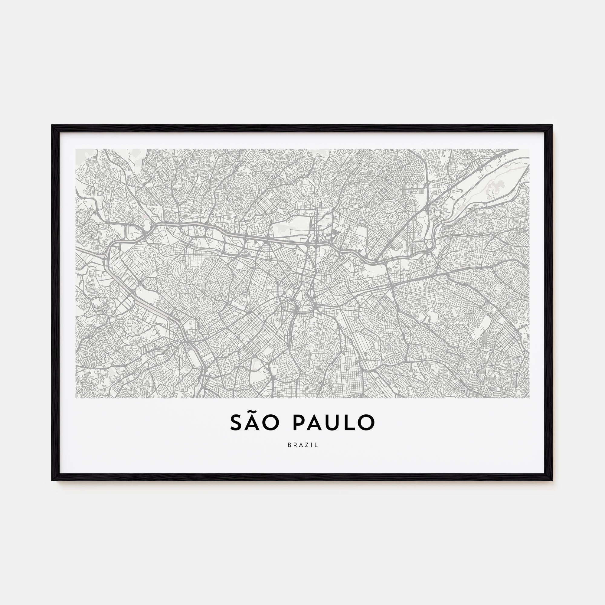 São Paulo Map Landscape Poster