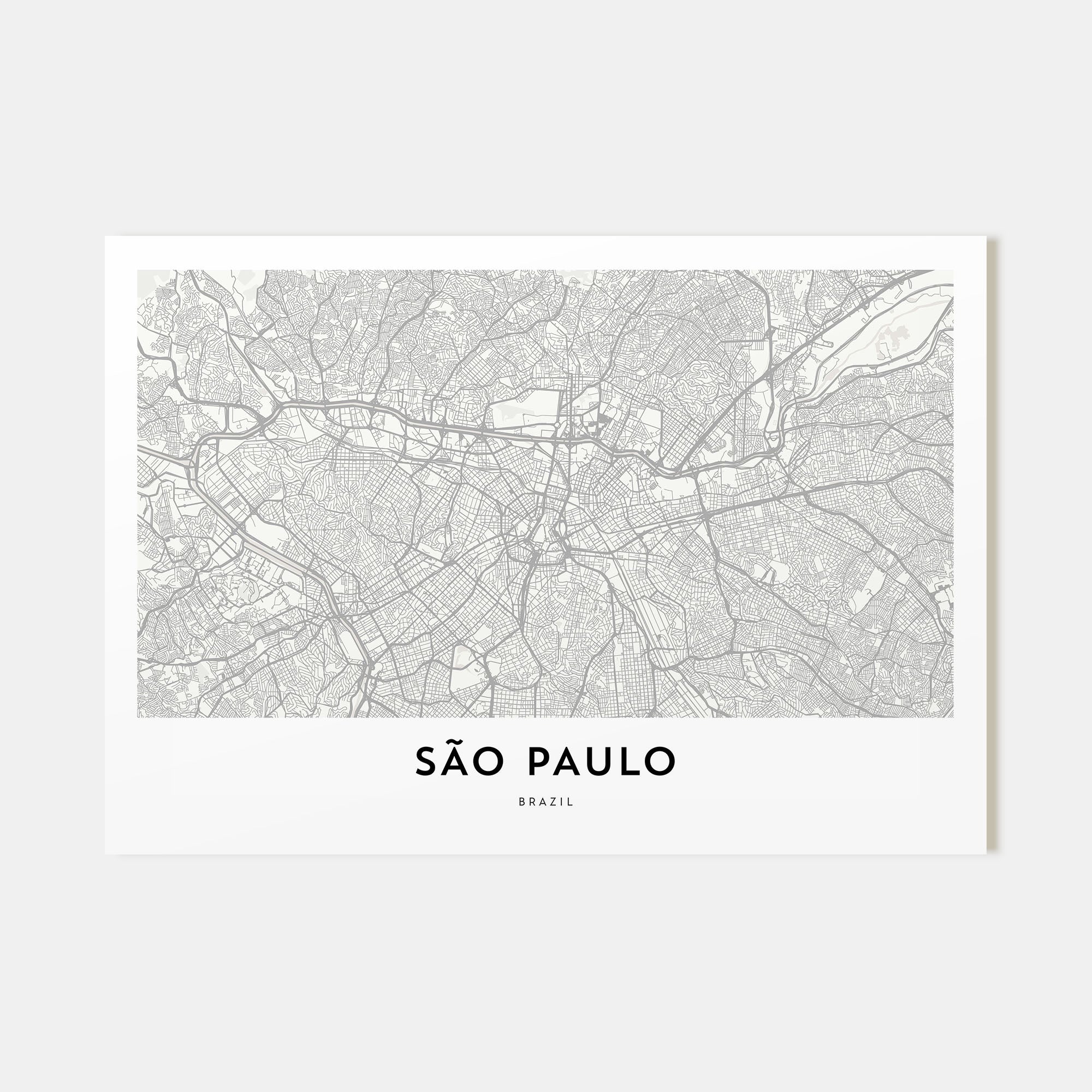 São Paulo Map Landscape Poster