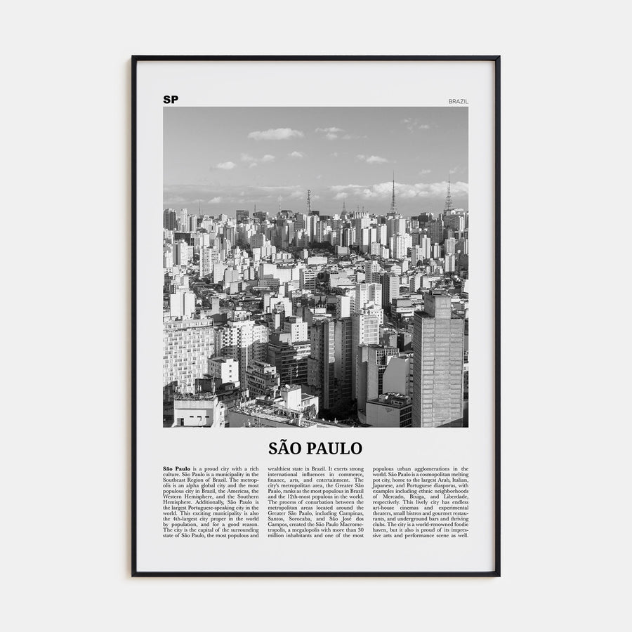 São Paulo Travel B&W No 1 Poster