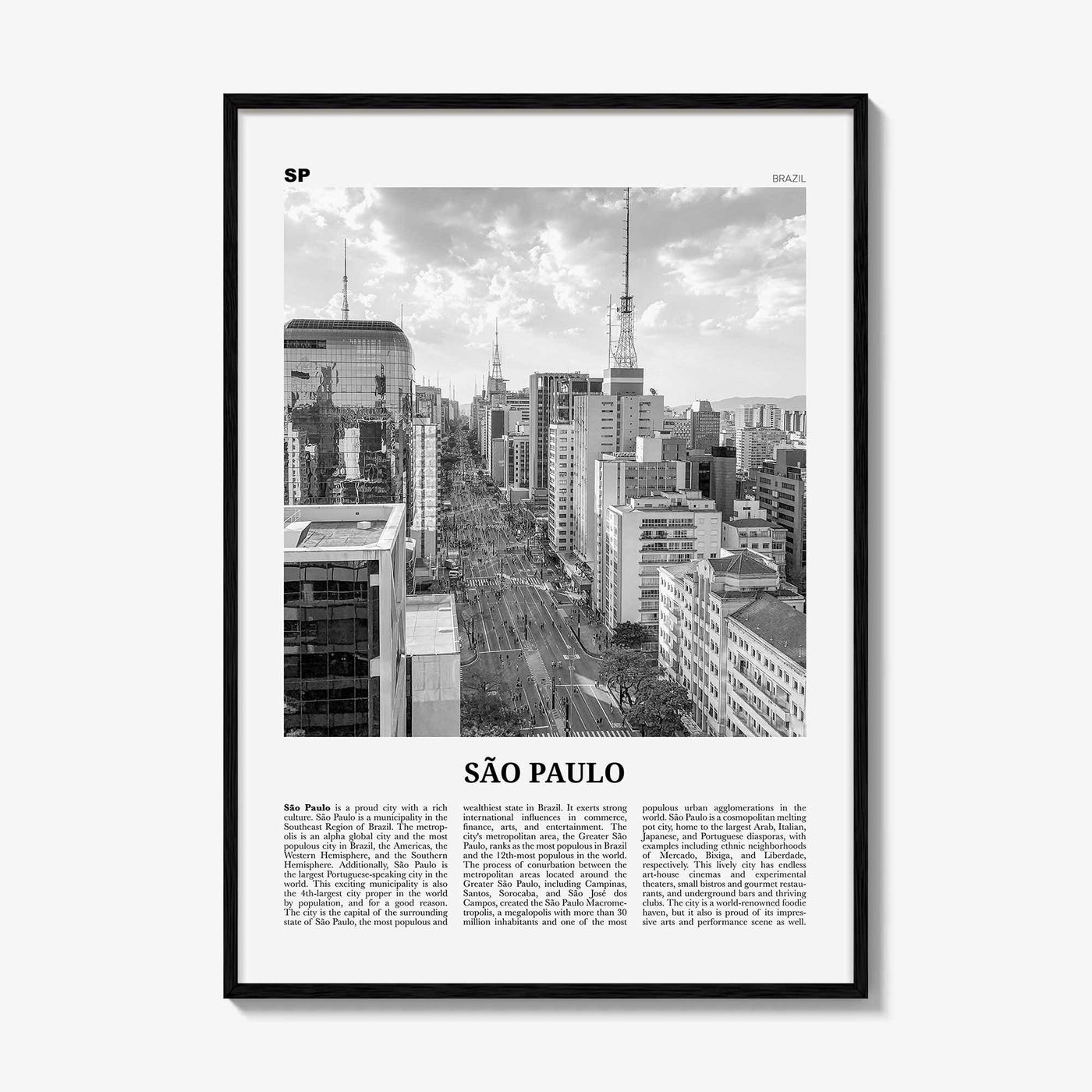 Sao Paulo Print Black and White No 2, São Paulo Wall Art, São Paulo Poster, São Paulo Photo, Sao Paulo Wall Decor, Brazil, Brasil