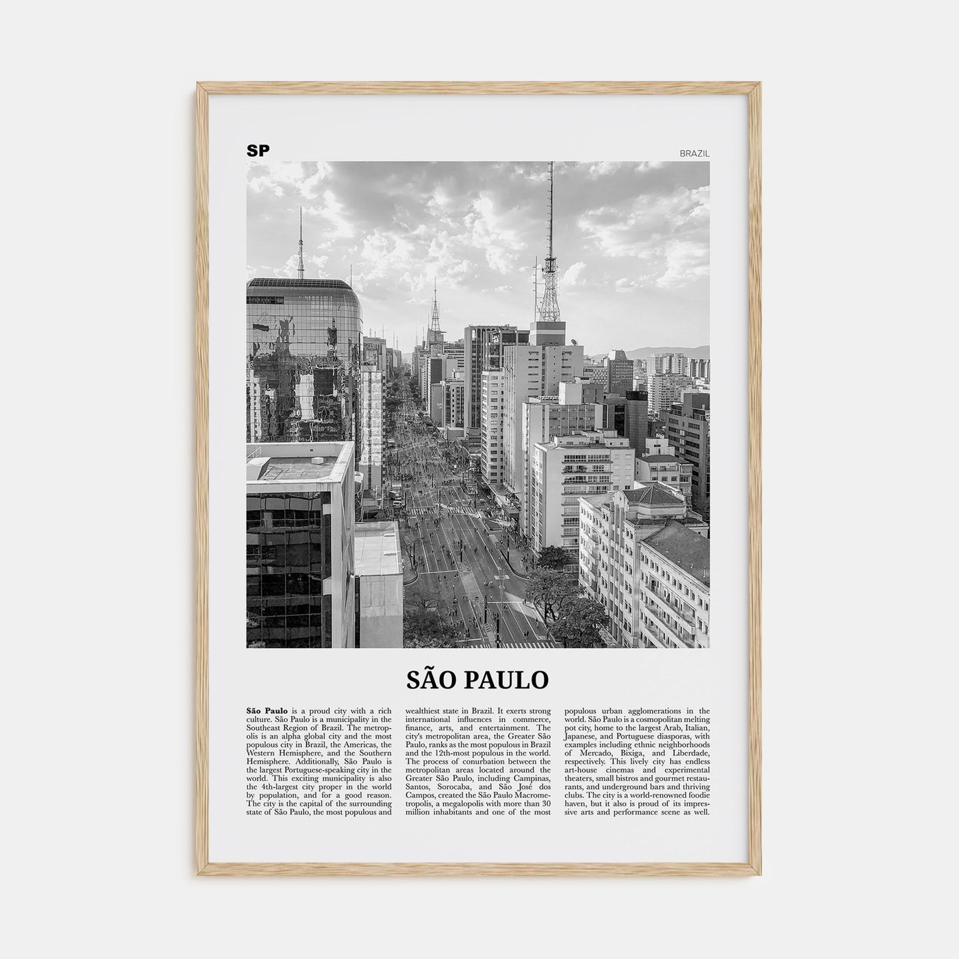 São Paulo Travel B&W No 2 Poster