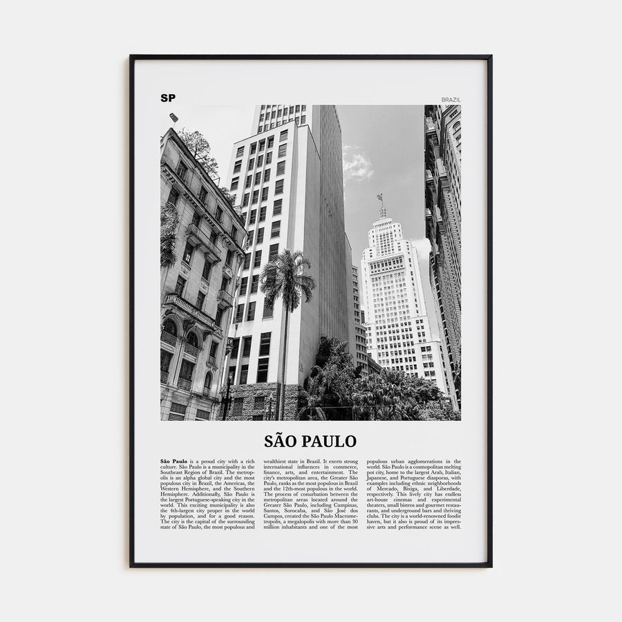 São Paulo Travel B&W No 3 Poster