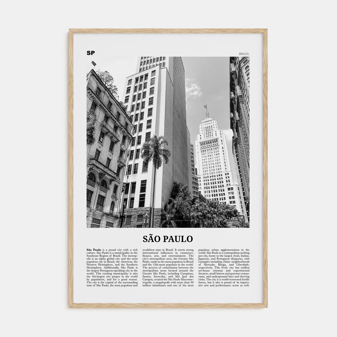 São Paulo Travel B&W No 3 Poster