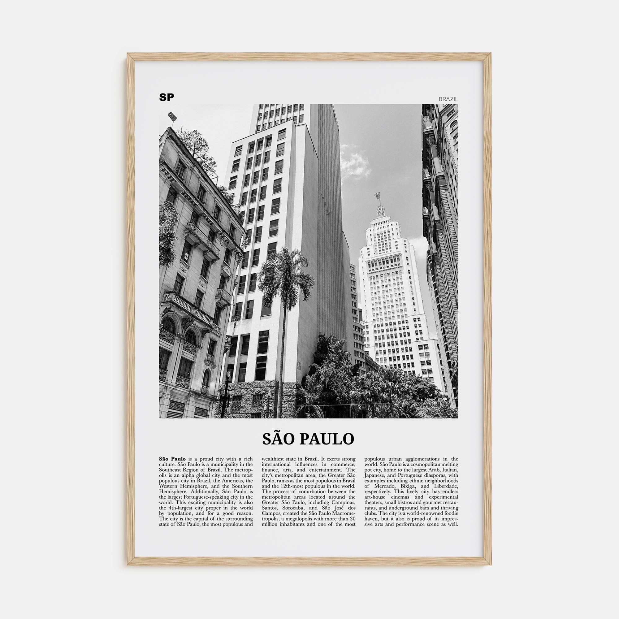 São Paulo Travel B&W No 3 Poster