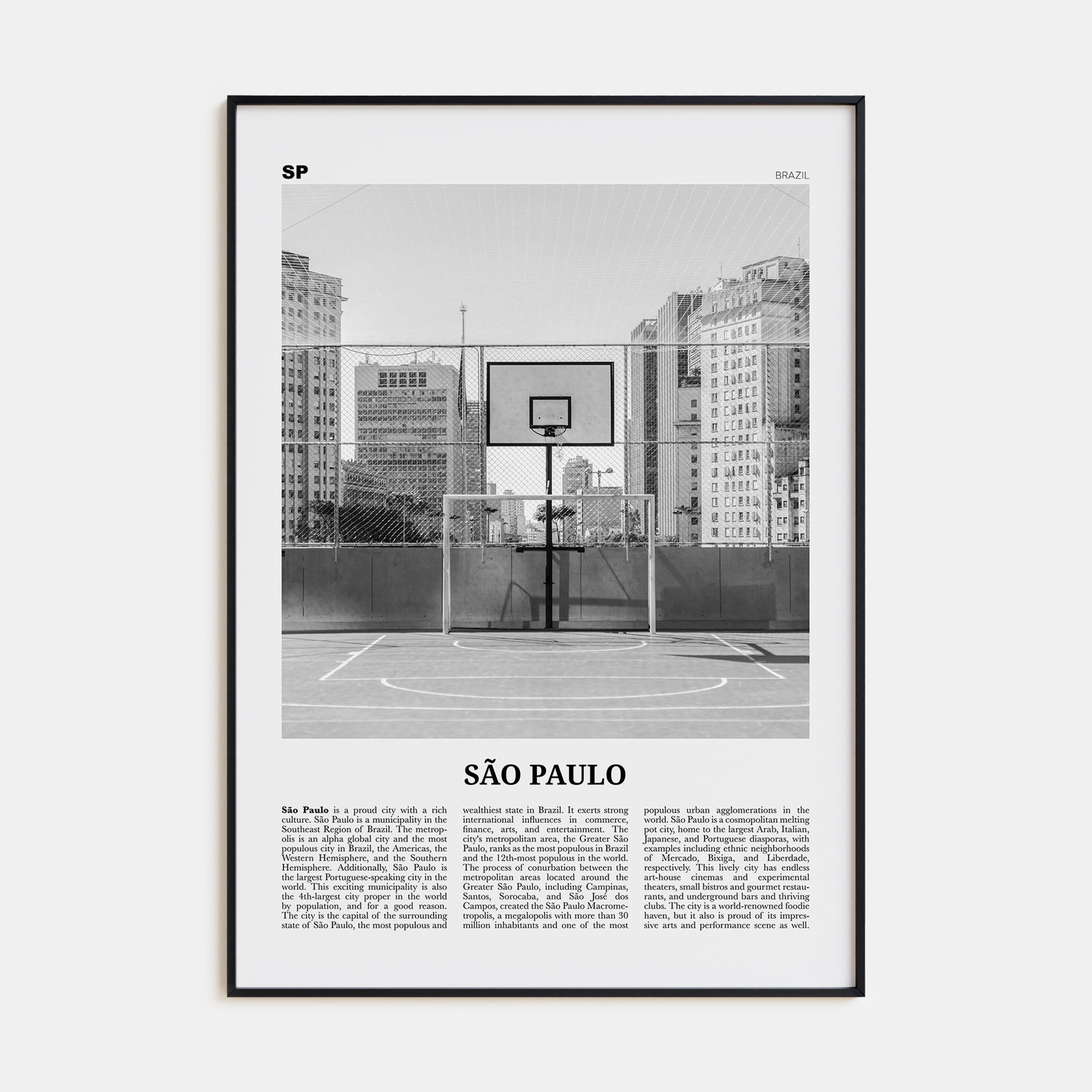 São Paulo Travel B&W No 4 Poster