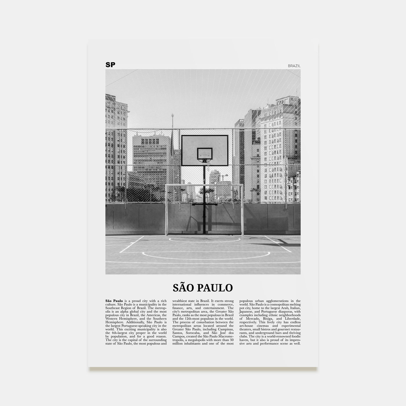São Paulo Travel B&W No 4 Poster