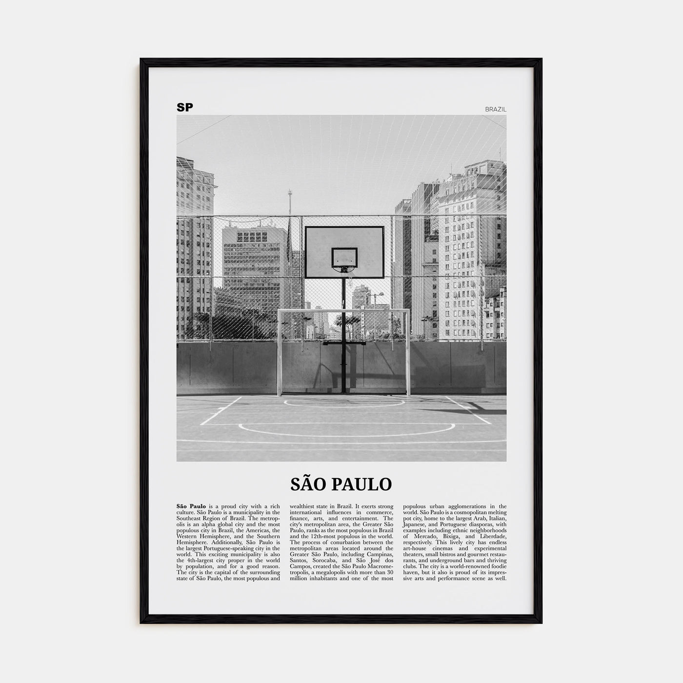São Paulo Travel B&W No 4 Poster