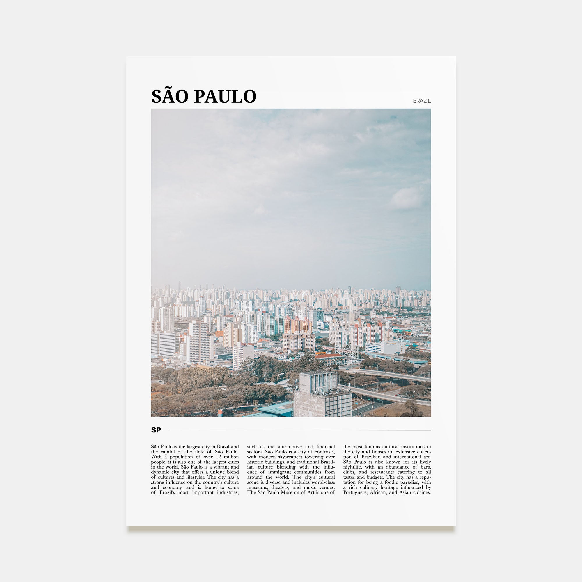 São Paulo Travel Color No 1 Poster